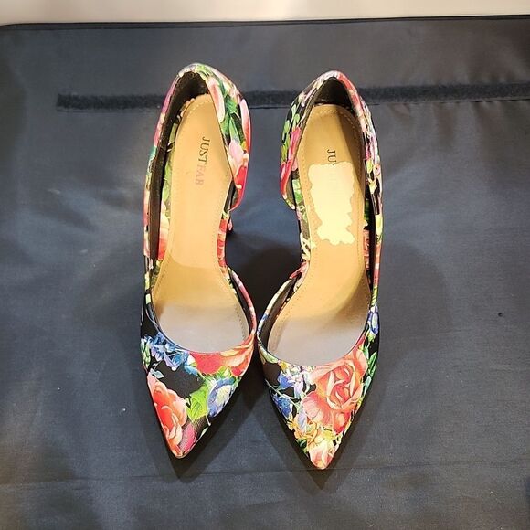 JUSTFAB FLORAL MULTI D'ORSAY HIGH HEEL PUMPS S2 - Picture 3 of 16